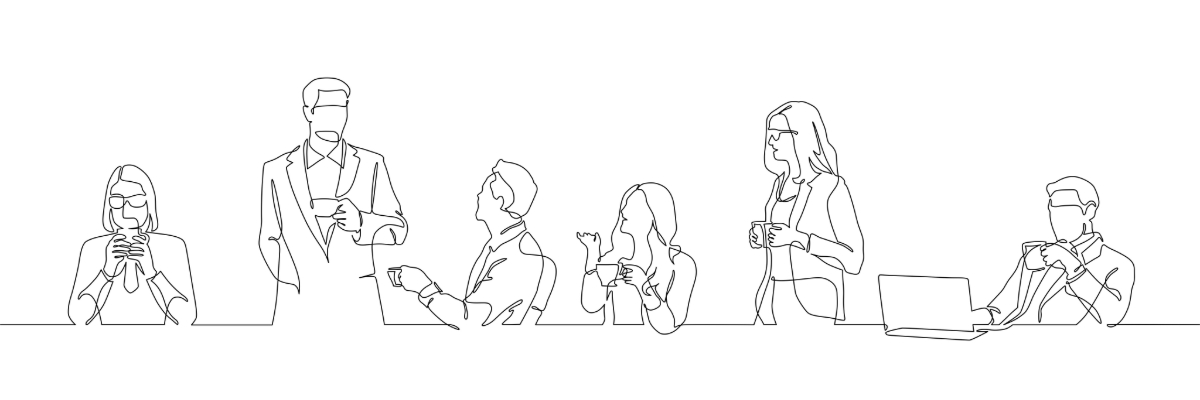 illustration of people drinking coffee in the workplace