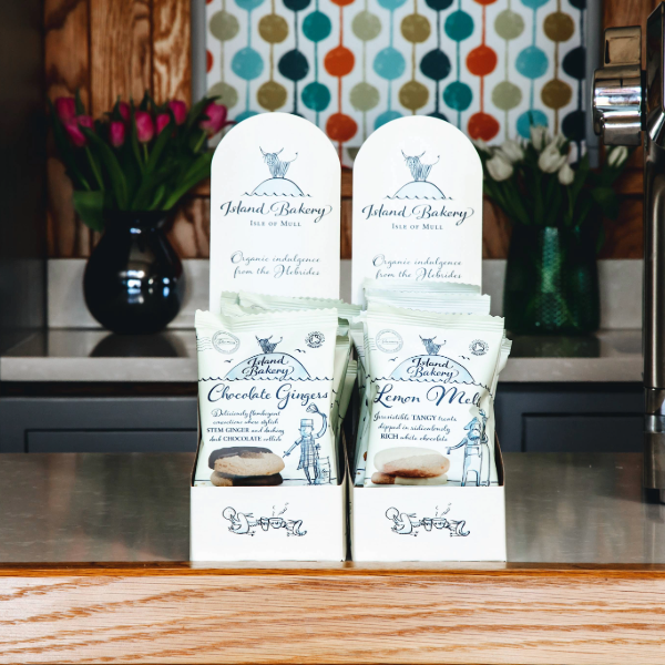 Island Bakery Biscuits in packaging and ready to be sold.